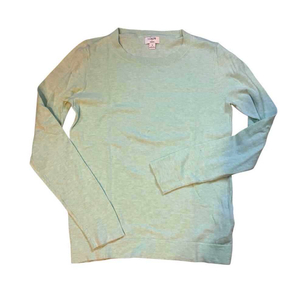 J. Crew Cotton Teddie Crew Neck Sweater Mint Green Women's Size Small